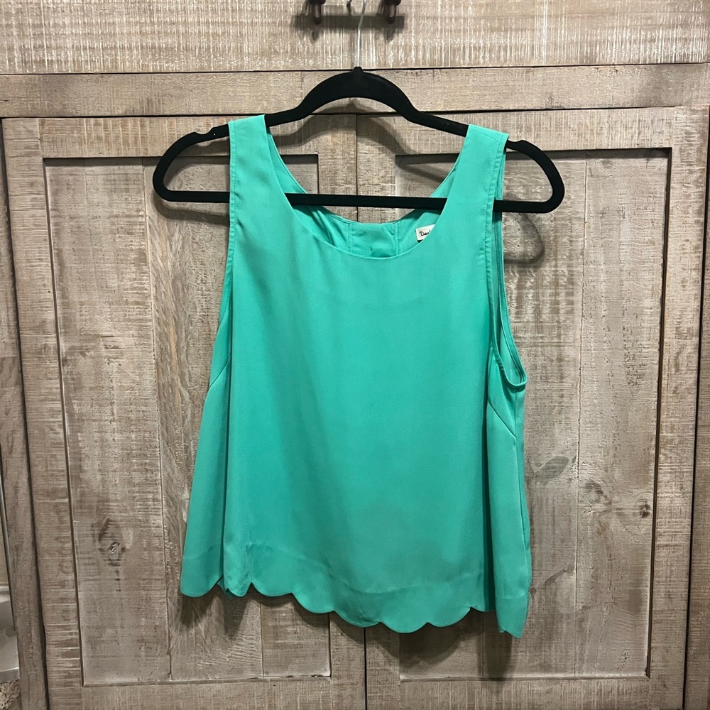 Green Scalloped Tank Top